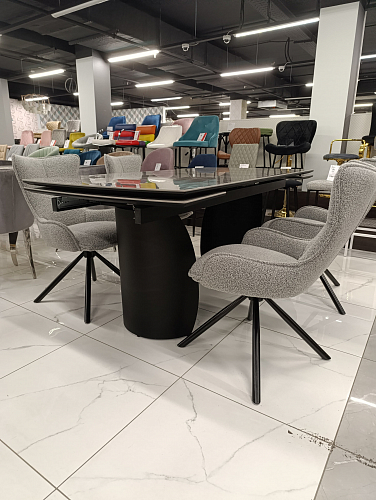 Керамический стол Готланд 160(220)х90х79 белый мрамор / черный из шоурума 2